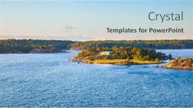  Presentation with panoramic - Presentation theme having panoramic-view-witth-small-islands background and a  colored foreground