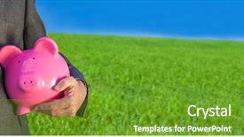  Presentation with green banking - PPT theme featuring panoramic web banner green investment background and a tawny brown colored foreground