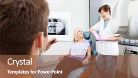  Presentation with dentist xray - Audience pleasing presentation theme consisting of panoramic xray - male dentist examining x-ray image backdrop and a tawny brown colored foreground