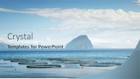  Presentation with fish farm - PPT theme with panoramical view of fish farm background and a light blue colored foreground