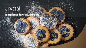  Presentation with pansy - PPT theme with pansy-topped-shortbread-cookies background and a dark gray colored foreground