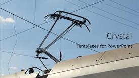  Presentation with electric train - PPT layouts with pantograph-of-a-train background and a light blue colored foreground