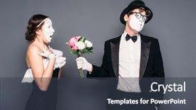  Presentation with pantomime - PPT theme enhanced with pantomime actors performing with flower background and a tawny brown colored foreground