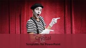  Presentation with pantomime - Audience pleasing PPT theme consisting of pantomime-man-performing backdrop and a tawny brown colored foreground