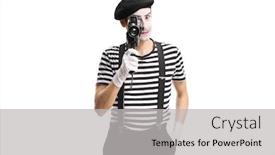  Presentation with pantomime - Presentation enhanced with pantomime-man-recording background and a light gray colored foreground