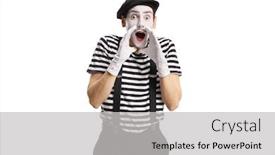  Presentation with pantomime - Presentation theme enhanced with pantomime-man-shouting-isolated background and a light gray colored foreground