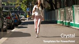  Presentation with spiritual growth and maturity - PPT theme enhanced with pants walking on the street background and a  colored foreground