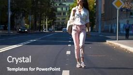  Presentation with vision for growth - Slide set with pants walking on the street background and a  colored foreground