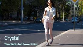  Presentation with growth and development child - Colorful presentation design enhanced with pants walking on the street backdrop and a  colored foreground