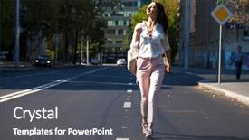  Presentation with bcg growth share analysis - Presentation design featuring pants walking on the street background and a  colored foreground