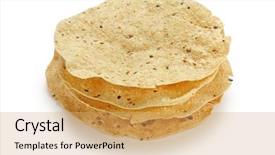  Presentation with indian food - Slide deck with papad indian traditional food background and a coral colored foreground