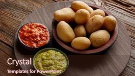  Presentation with sauces - Colorful PPT theme enhanced with papas arrugas al mojo canary backdrop and a wine colored foreground