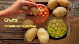  Presentation with sauces - PPT theme having papas arrugas al mojo canary background and a tawny brown colored foreground