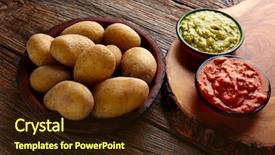  Presentation with sauces - Amazing theme having papas arrugas al mojo canary backdrop and a wine colored foreground