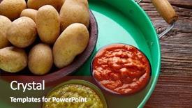  Presentation with sauces - PPT layouts enhanced with papas arrugas al mojo canary background and a tawny brown colored foreground