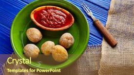  Presentation with recipe - Slides with papas arrugas al mojo wrinkled background and a  colored foreground