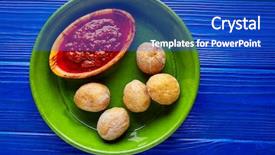  Presentation with recipe - Audience pleasing slide set consisting of papas arrugas al mojo wrinkled backdrop and a cobalt blue colored foreground
