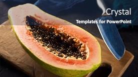 Presentation with papaya - Slide set featuring papaya-chunk-on-a-black background and a navy blue colored foreground