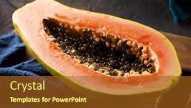  Presentation with papaya - Presentation consisting of papaya-chunk-on-a-black background and a tawny brown colored foreground