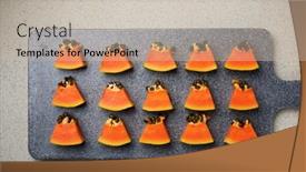  Presentation with papaya - Slides enhanced with papaya-chunks-on-a-cooking background and a soft green colored foreground