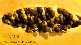 Presentation with papaya - PPT theme featuring papaya-closeup background and a gold colored foreground