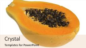  Presentation with papaya - Audience pleasing slides consisting of papaya cut in half on white background backdrop and a yellow colored foreground