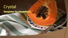  Presentation with papaya - PPT theme consisting of papaya-cut-on-a-plate background and a tawny brown colored foreground