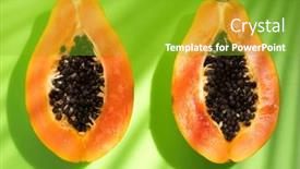  Presentation with green-papaya - PPT theme having papaya-fruit-on-tropical-green and a shamrock green colored foreground