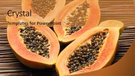  Presentation with papaya - Slides enhanced with papaya fruit sliced on half background and a gold colored foreground