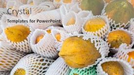  Presentation with papaya - Presentation design having papaya fruit stacked on the marketplace at taiwan background and a soft green colored foreground