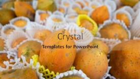  Presentation with papaya - Audience pleasing slide deck consisting of papaya fruit stacked on the marketplace at taiwan backdrop and a yellow colored foreground