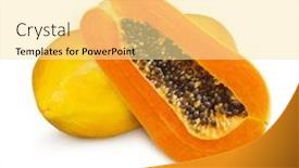  Presentation with papaya - Presentation theme enhanced with papaya fruits isolated on white background background and a blonde colored foreground