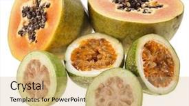  Presentation with guava - Theme with papaya half fruit maracuya guava background and a coral colored foreground