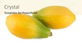  Presentation with papaya - Amazing PPT theme having papaya-on-white-background-close backdrop and a yellow colored foreground
