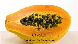  Presentation with papaya - Slide set enhanced with papaya on white background background and a gold colored foreground