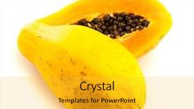  Presentation with papaya - PPT theme consisting of papaya on white background background and a yellow colored foreground