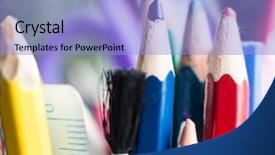  Presentation with color pencils - Presentation design consisting of three brother posing together background and a coral colored foreground