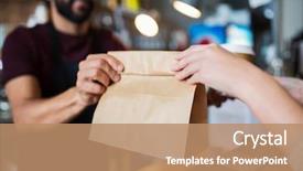  Presentation with coffee shop - PPT layouts featuring paper - small business people and service background and a coral colored foreground