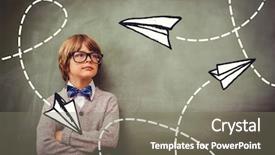  Presentation with graphing paper - Slide set having paper airplane graphic against boy background and a gray colored foreground