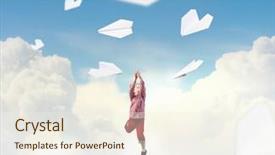  Presentation with childhood mental disorder - Theme with paper airplanes - happy careless childhood background and a  colored foreground