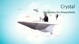  Presentation with media - Presentation theme consisting of paper airplanes - he is relaxed and careless background and a cool aqua colored foreground
