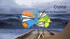  Presentation with paint - PPT layouts enhanced with paper airplanes on paint splashes background and a  colored foreground