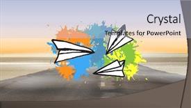  Presentation with old crumpled paper violence against women - PPT theme having paper airplanes on paint splashes background and a  colored foreground