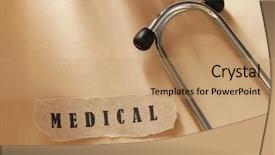  Presentation with medical social work - Presentation design enhanced with paper and a stethoscope background and a coral colored foreground