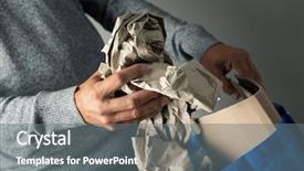  Presentation with bin - Colorful PPT theme enhanced with paper and cardboard trash bin backdrop and a gray colored foreground