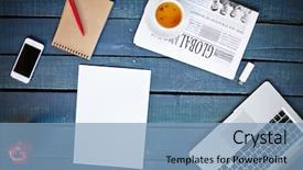  Presentation with notebook paper - Beautiful presentation theme featuring paper and notebook with pen backdrop and a light blue colored foreground