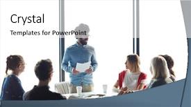  Presentation with coach - Slide set featuring paper answering question of one background and a white colored foreground