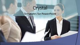  Presentation with business report - Presentation design with paper answering questions of business background and a light blue colored foreground