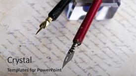  Presentation with pen ink paper - Slide deck featuring paper background ink and pen background and a light gray colored foreground