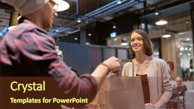  Presentation with business change - PPT layouts having paper bag and money change background and a tawny brown colored foreground